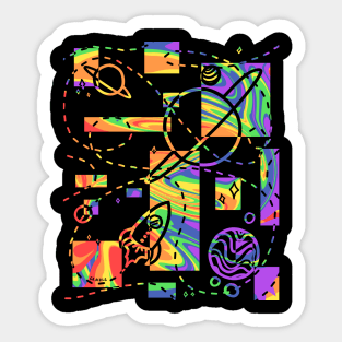 Geometric Galaxy (Rainbow Swirl Version) Sticker